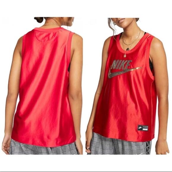 Nike Glam Dunk Jersey Tank Top Sequins Red and Gold Women’s Size Medium - Picture 1 of 11